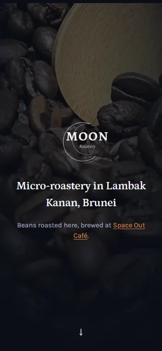 Moon Roastery's homepage, mobile view